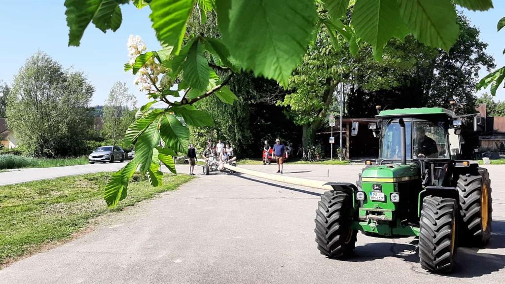 Maibaum wird angeliefert